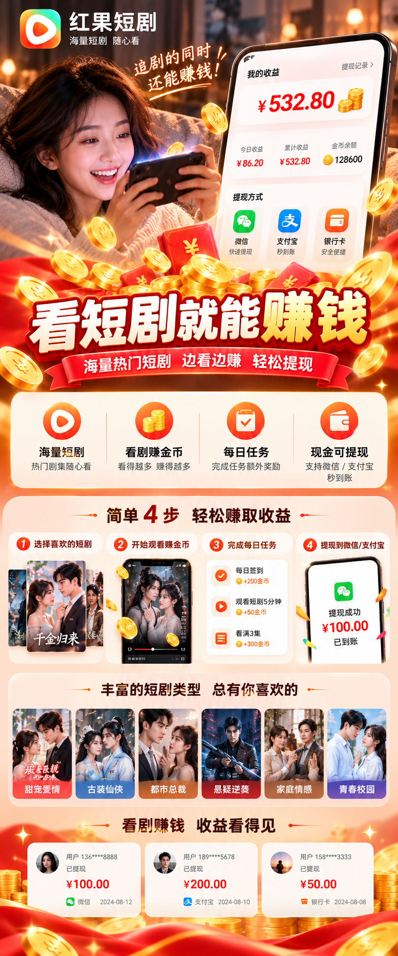 红果短剧，看短剧就能赚钱